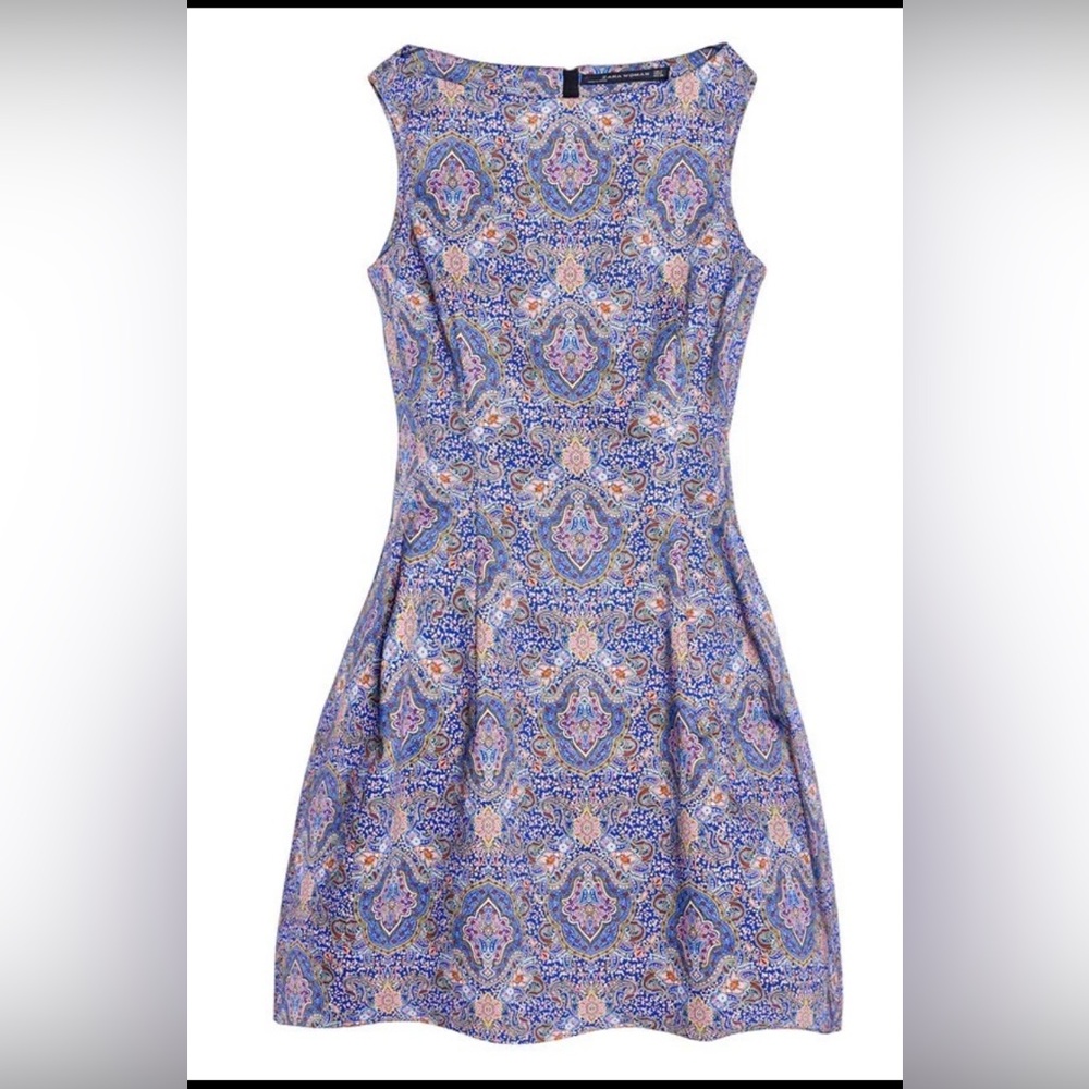 Zara Alexa Chung Multicolor Paisley Midi Dress - Blue, Orange, Pink